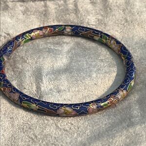 Floral Cloisonné Bangle Bracelet